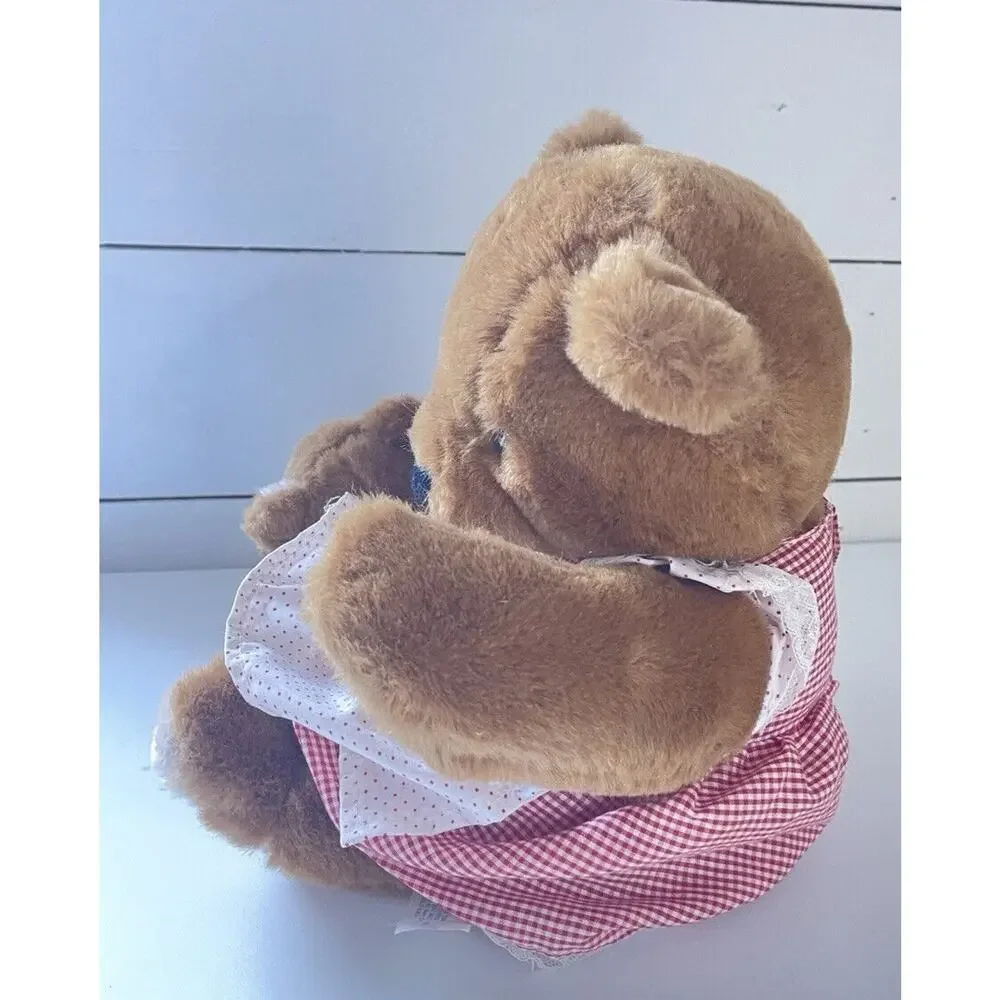 Vintage Mama Bear with Baby 10 Inch Plush Stuffed Animal Toy 1986 Made in Korea